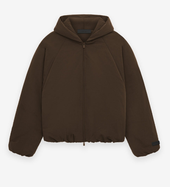 Essentials Military Nylon Hooded Bomber Brown