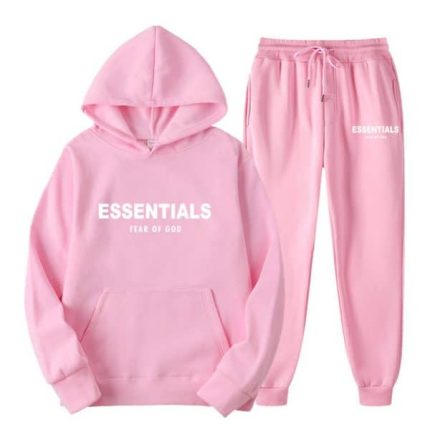 Essential Fear of God Hoodie Pink Tracksuit